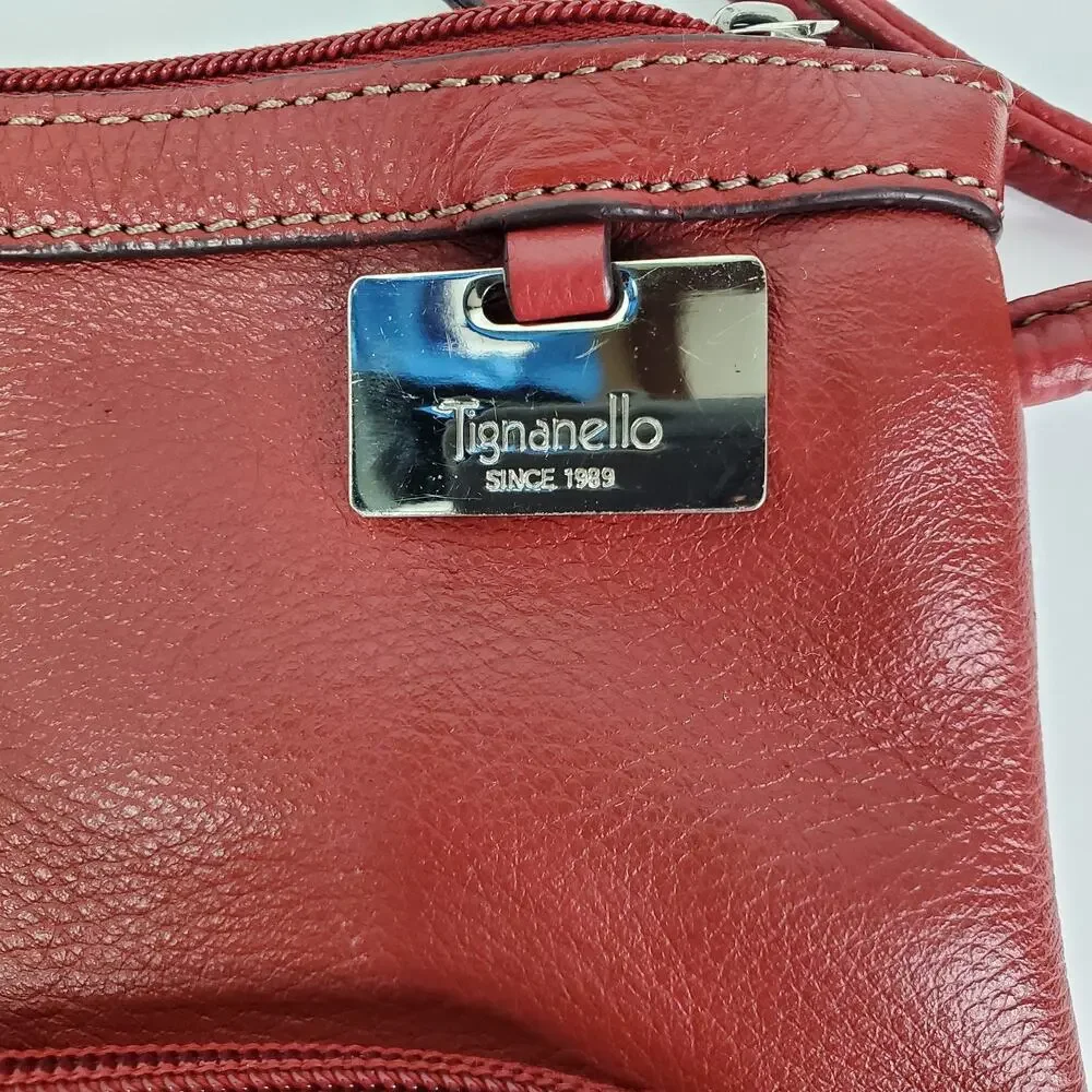 Tignanello Crossbody Handbag Women Red Small Purse Shoulder Bag